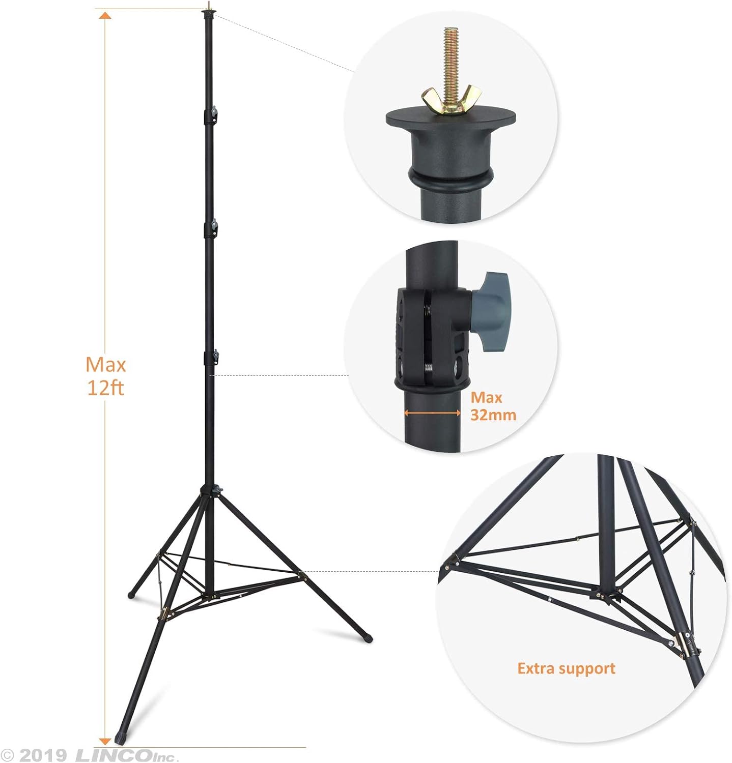 LINCO Backdrop Stand for Parties 12x20ft Heavy Duty Photography Video Studio Background Kit 4169 for Wedding Parties Photo Shooting