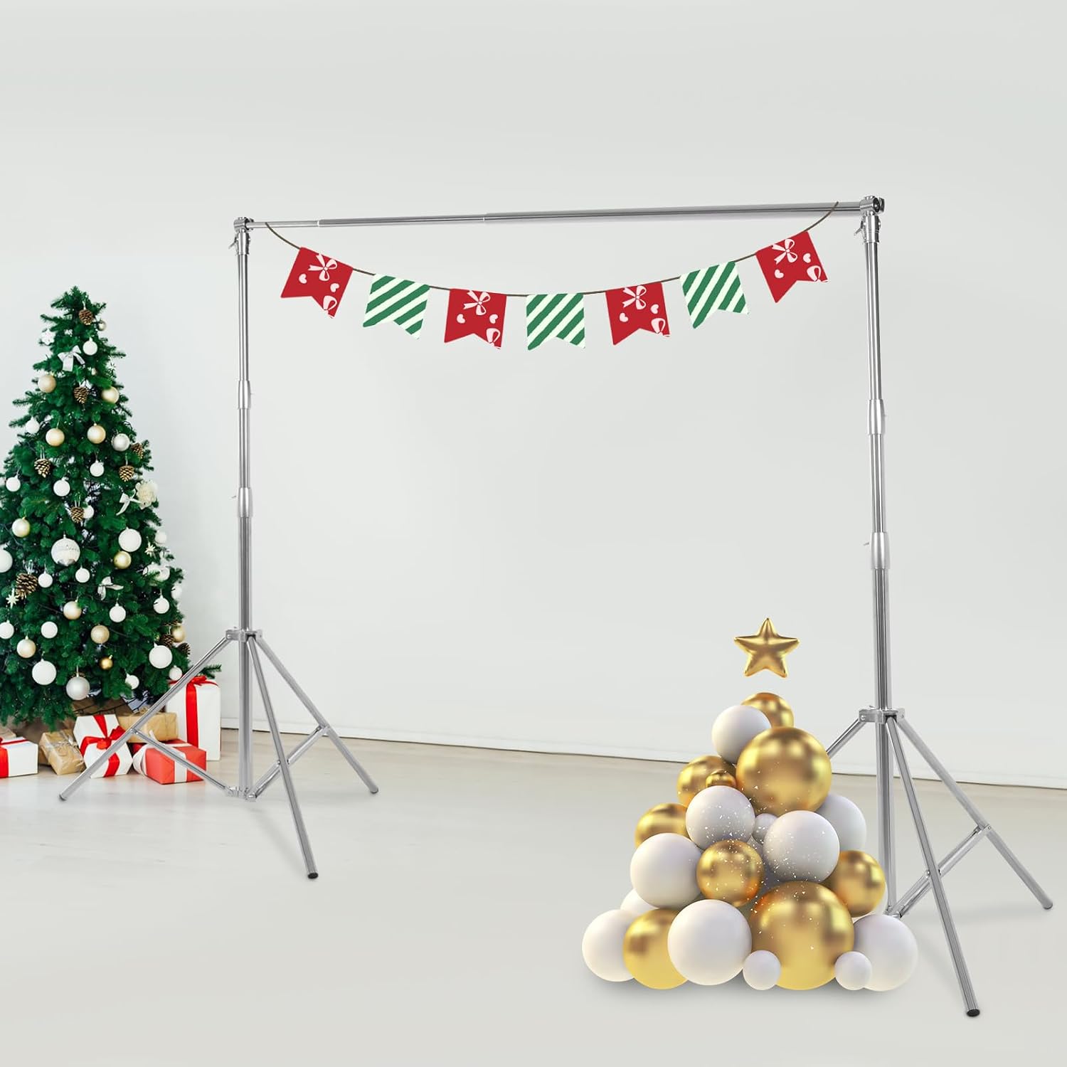 Photography Backdrop Stand 9.84x9.45ft(WxH) Photo Studio Adjustable Background Stand Support Kit with Clamps and Carry Bag for Parties,Wedding, Photography