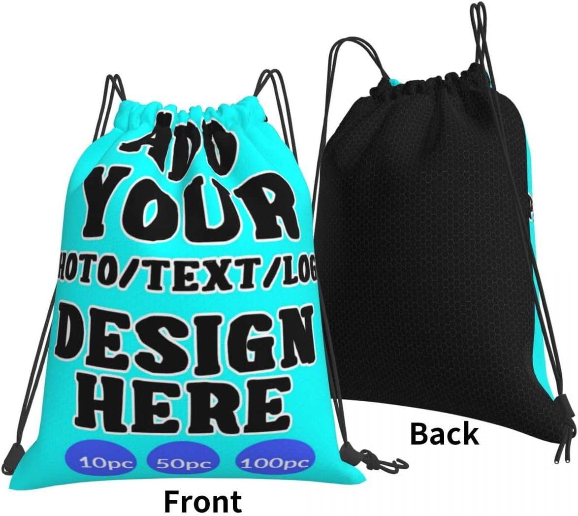 Custom Drawstring Backpack Set Of 10/50/100 Personalized Draw String Back Bag With Your Logo for Gym, Travel & Everyday Style12