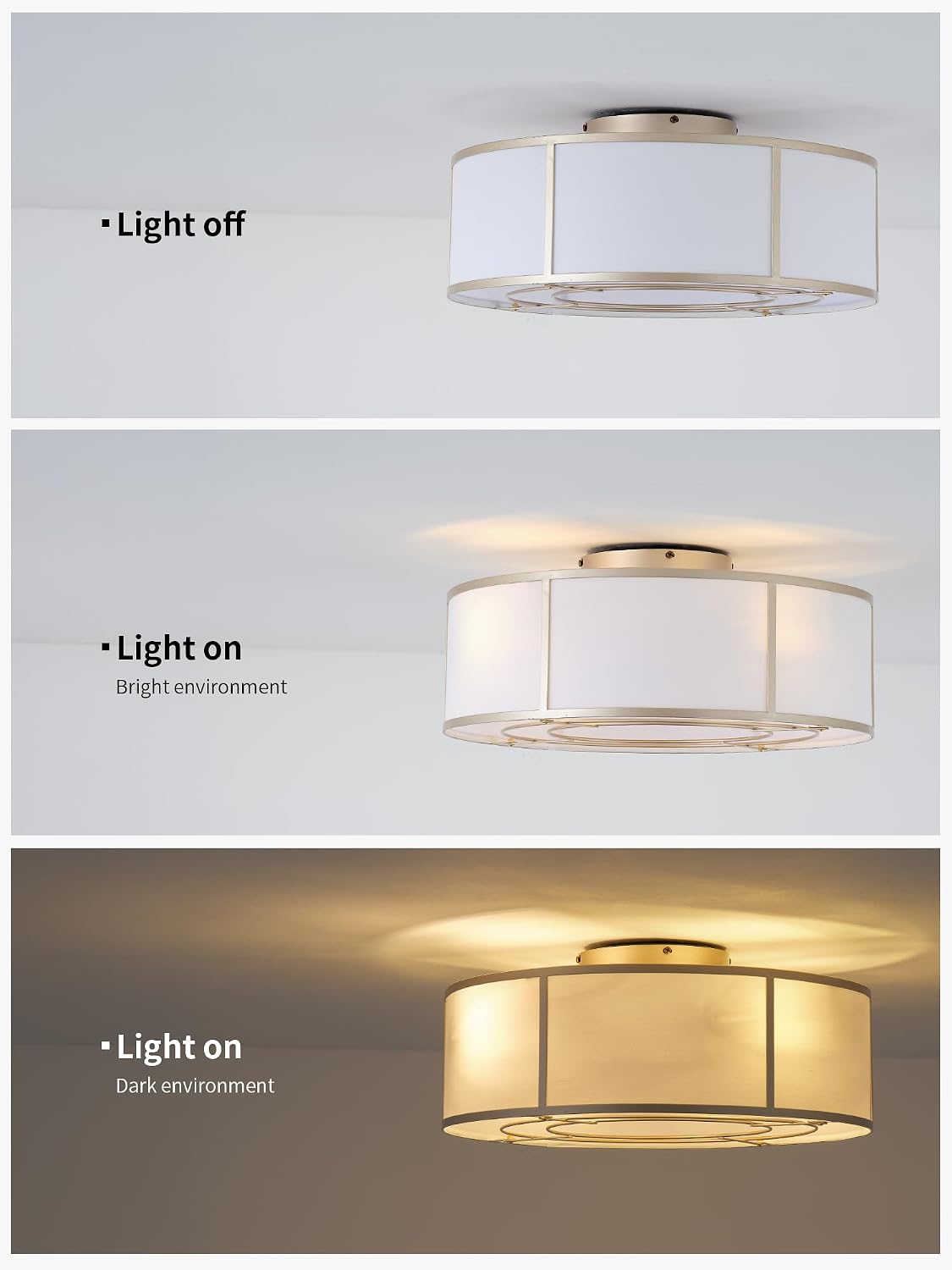 Caged Ceiling Fans with Lights Flush Mount, Low Profile Ceiling Fan with Lights Remote Control, 20'' Modern Bladeless 6 Speeds for Bedroom, Nursery, Kitchen, Gold