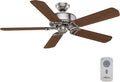 Casablanca 54 inch Indoor Ceiling Fan No Light with Remote Control - Ceiling Fan without Light, Standard Mount, 5 Blades, For Bedroom, Living Room, or Kitchen - Panama 59511, Brushed Nickel