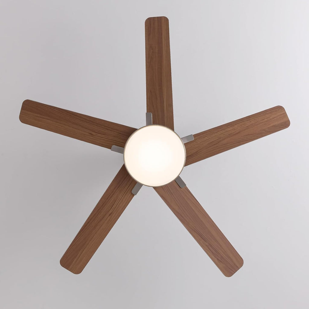 Ceiling Fans with Lights and Remote Control, 52 Inch Modern Ceiling Fan with 3CCT Dimmable LED, 6 Speeds, Quiet Reversible DC Motor, Timer, Nickel Ceiling Fan for Living Room, Kitchen, Outdoor Patio