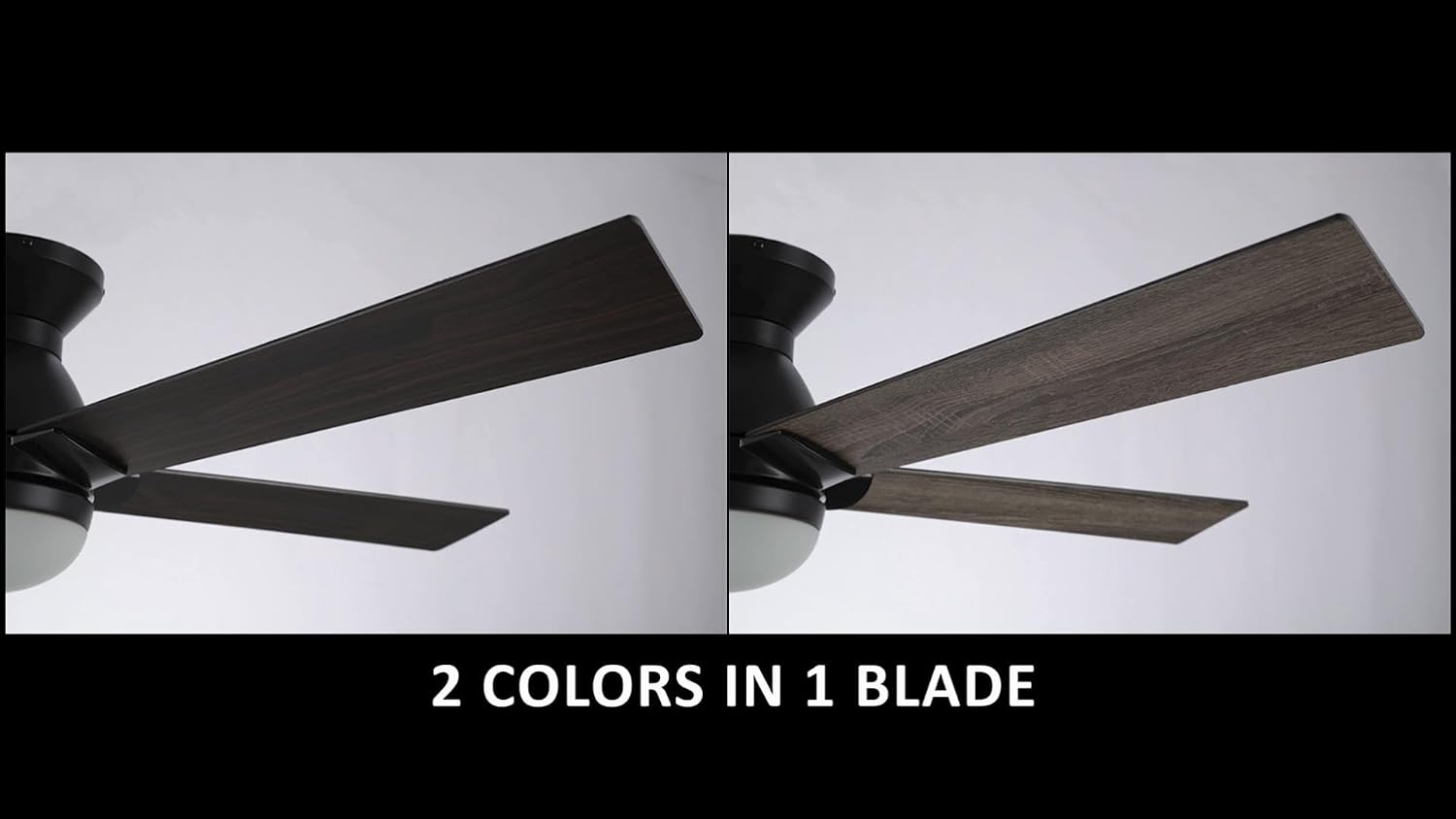SMAFAN Smart Ceiling Fans with Lights Flush Mount 52', 3 Light Colors Dimmable, 10 Speeds DC Ceiling Fan with Remote, Outdoor Ceiling Fan Compatible with Alexa, Siri & Google Home, Black & Dark Walnut