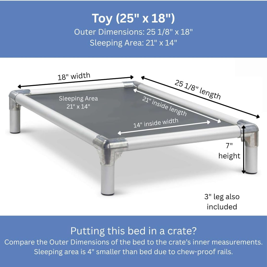 Kuranda Chewproof Elevated Crate Bed - Silver Aluminum - 25' x 18' - Vinyl - Smoke
