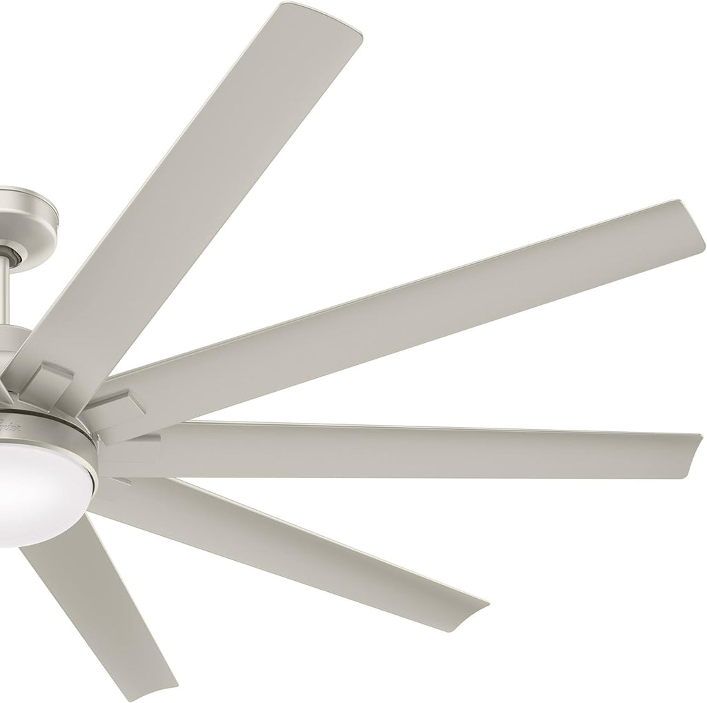 Hunter Fan 72 inch Ceiling Fan with Light, Outdoor or Indoor Matte Nickel Ceiling Fan for Porch, Living Room, Office, Kitchen, Garage, 10 Blades (Renewed)