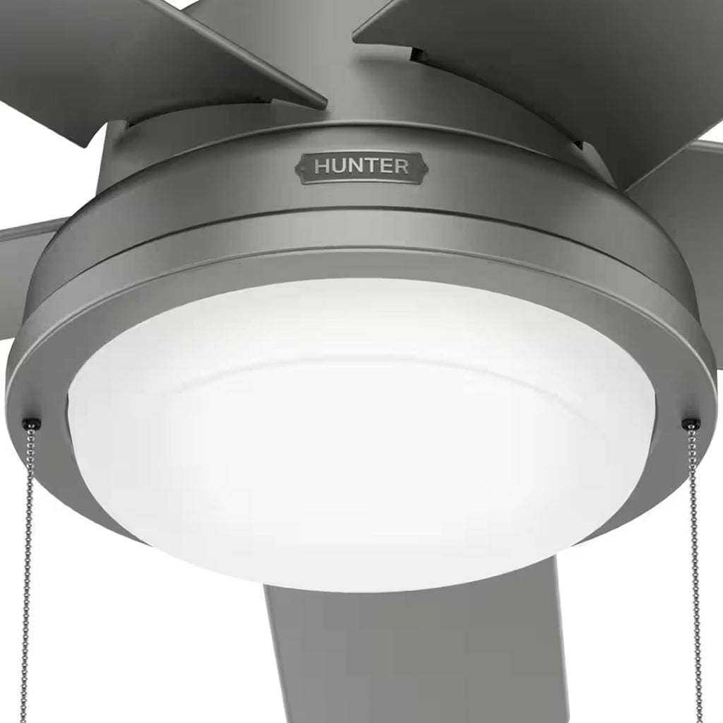 Hunter Fan 44 inch Matte Silver Indoor/Outdoor Ceiling Fan with Lights and Pull Chains for Living Room, Bedroom, Farmhouse, Porch, Kitchen (Renewed)