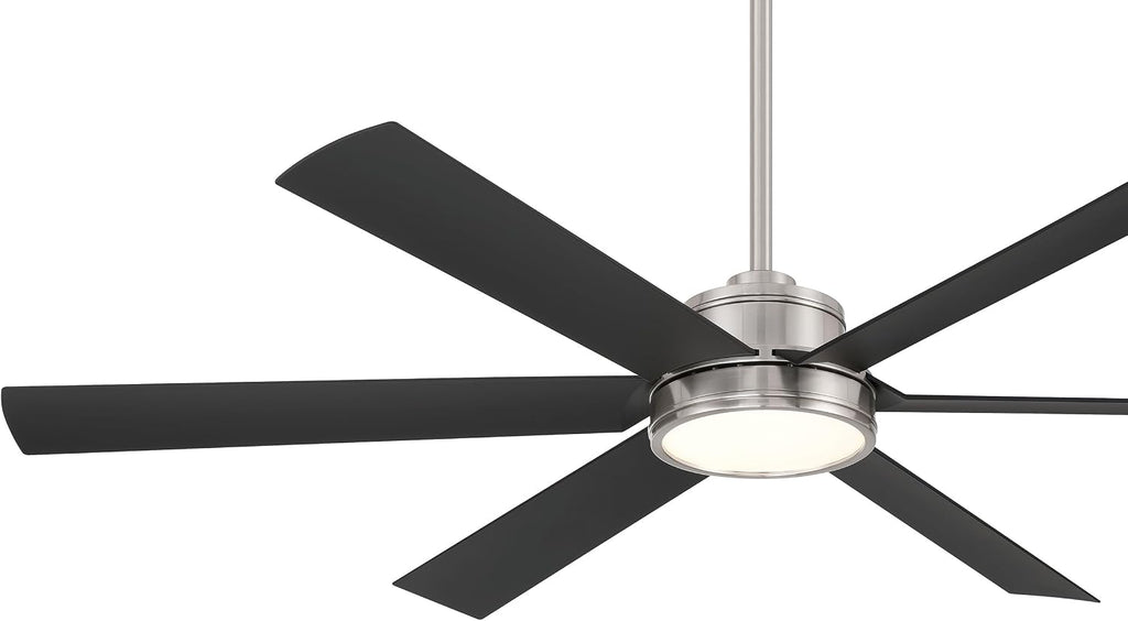 MINKA-AIRE F897L-BNW/CL Cairo 65' 6-Blade LED Smart Indoor/Outdoor Ceiling Fan - Brushed Nickel Wet and Coal Finish Blades with Matte Lens