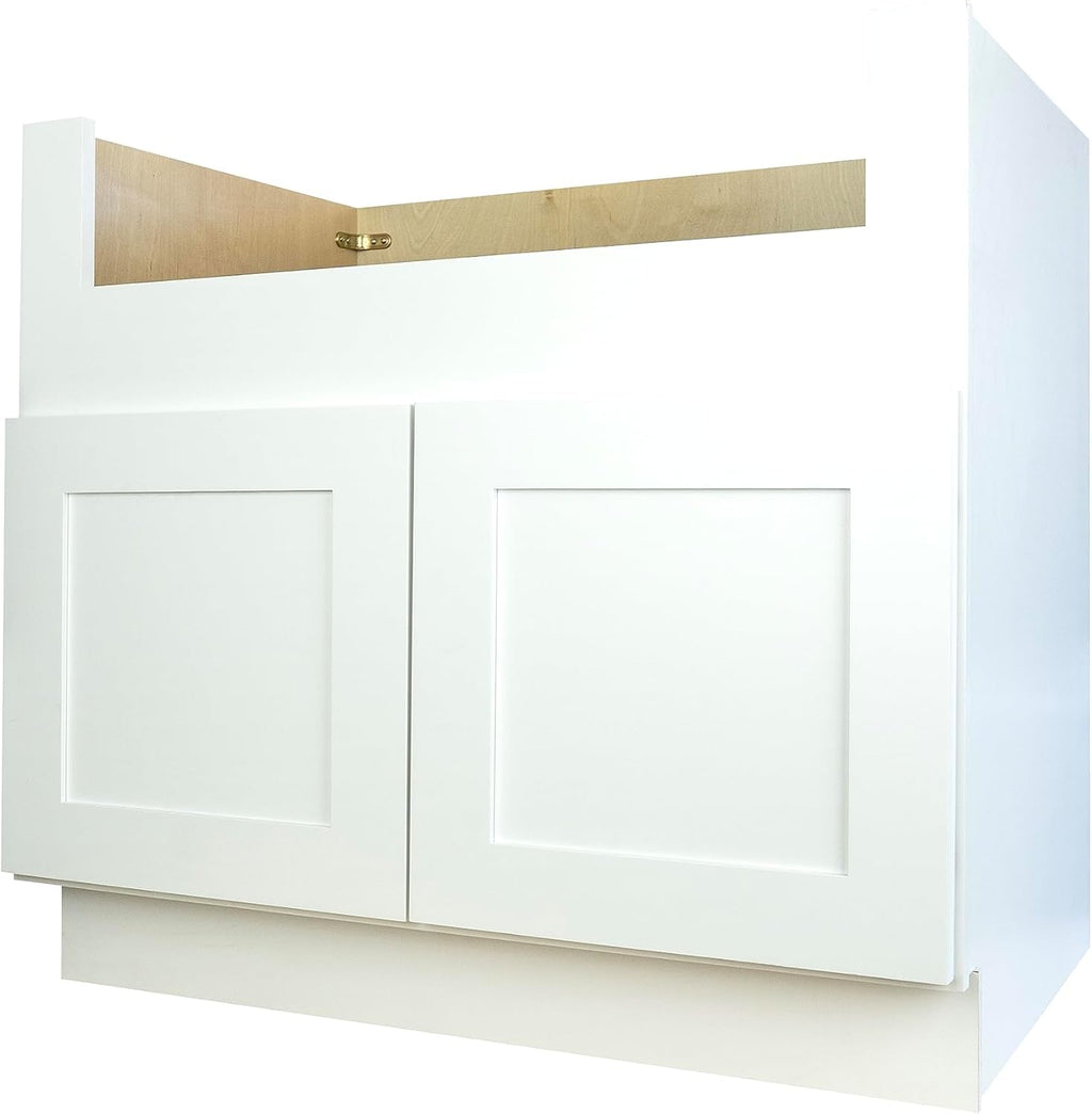 Hollywood Fabiani Design Farm Sink Base Kitchen Cabinet 36 in. W x 24 in. D x 34.5 in. H in Shaker White Ready to Assemble