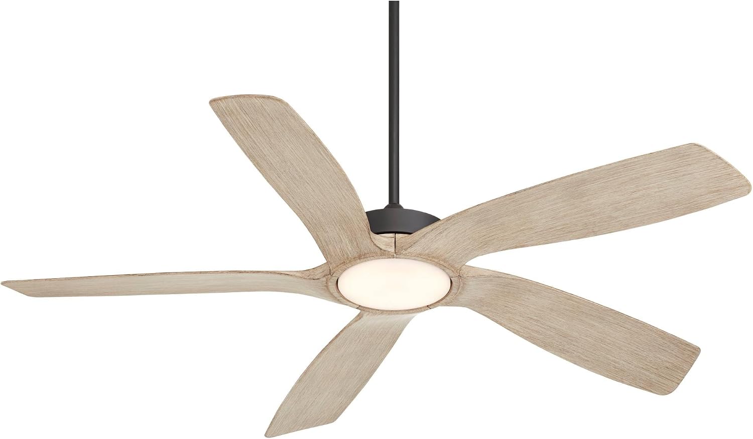 Casa Vieja 56' Mach 5 Farmhouse Rustic Country Cottage Core Indoor Outdoor Ceiling Fan 5 Blade LED Light Remote Control Matte Black Finish Distressed White Oak Finish Blades Bedroom Patio Damp Rated