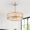 WWM 20 Inch Low Profile Caged Fandelier Ceiling Fan with Lights – Farmhouse Style, DC Motor Fixes Flickering, Reversible Motor, 6 E12 LED Bulbs Included, Remote Control, Quiet & Energy-Efficient