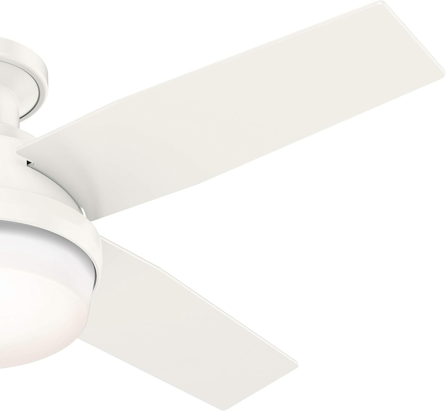 Hunter Fan 44 inch Low Profile Fresh White Indoor/Outdoor Ceiling Fan with Light Kit and Remote Control (Renewed)
