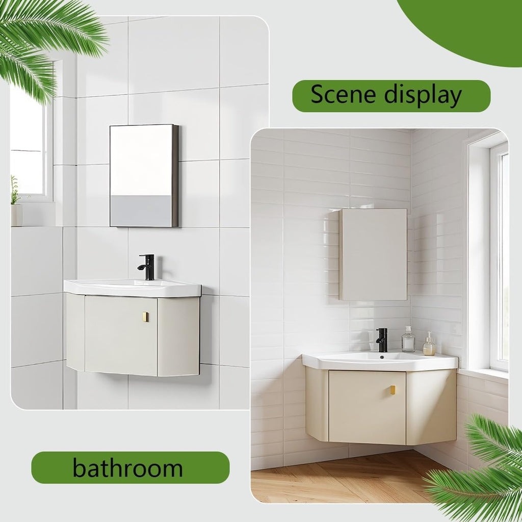 Modern Corner Bathroom Vanity，Freestanding Bathroom Vanity with Sink Set，Bathroom Sink Cabinet Easy-to-Clean，for Guest Baths Master Suites(22in)