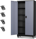 Letaya Metal Garage Storage Cabinets with Lock Door and Adjustable Shelves, Steel Tool Cabinets for Home,Office,Warehouse Organisieren (Black Grey, 75' H)