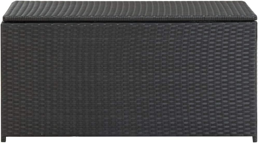Garden Storage Box Indoor/Outdoor Storage Container and Gardening Tools - Store Items on Patio, Garage, Yard.Poly Rattan 39.3'x19.6'x19.6' Black