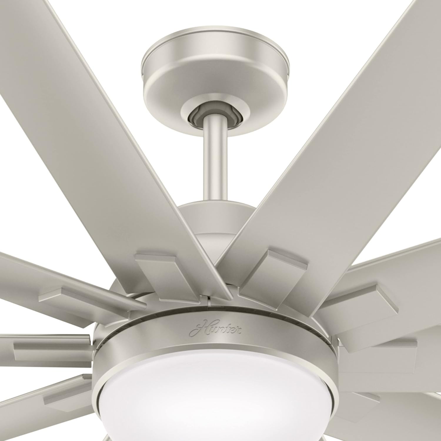 Hunter Fan 72 inch Ceiling Fan with Light, Outdoor or Indoor Matte Nickel Ceiling Fan for Porch, Living Room, Office, Kitchen, Garage, 10 Blades (Renewed)
