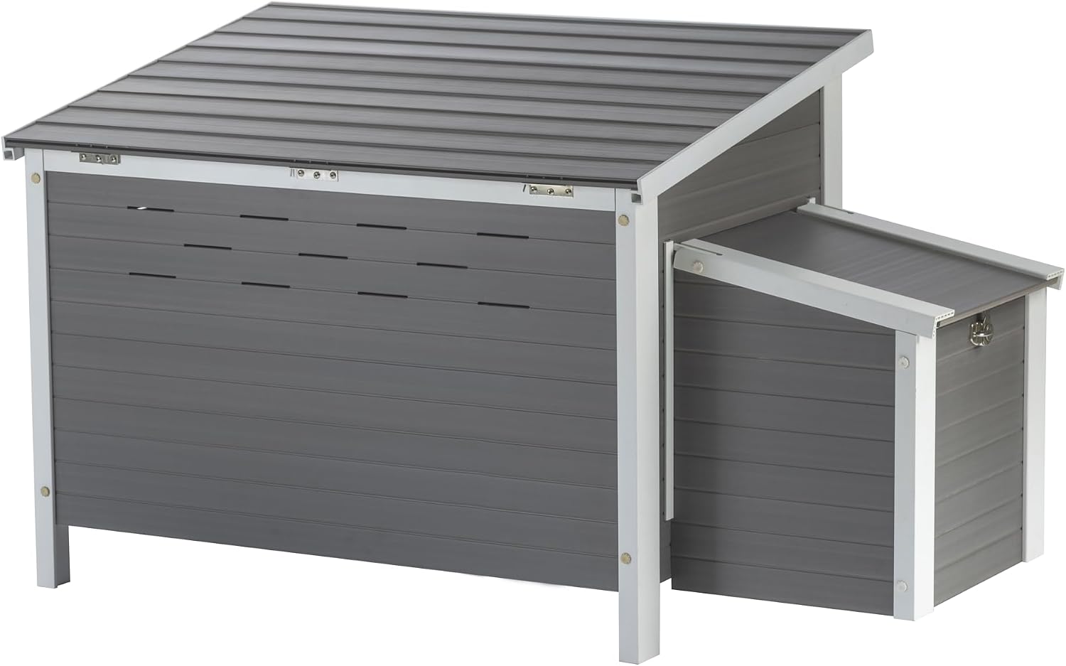 New Age Pet ECOFLEX Fontana Premier Chicken Barn, Weather Resistant Gray Coop with Easy Clean Pull Out Tray, Nesting Box, Hinged Roof, Easy No Tool Assembly for 2 to 4 Chickens