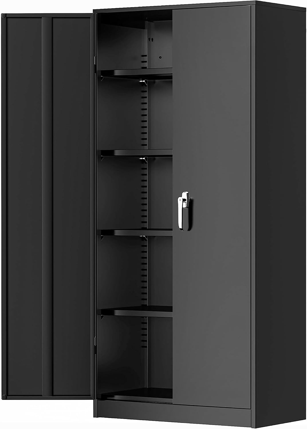 Greenvelly 72' H Metal Storage Cabinet, 36' W x 18' D Black Metal Cabinet with 2 Doors and 4 Adjustable Shelves,Locking Cabinets for Office, Home, Garage, School