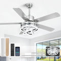 52' Ceilling Fan with Light Chandelier Fan Modern DC Motor Dimmable Led Fandelier Ceiling Fan with Light for Bedroom, Living Room Silver