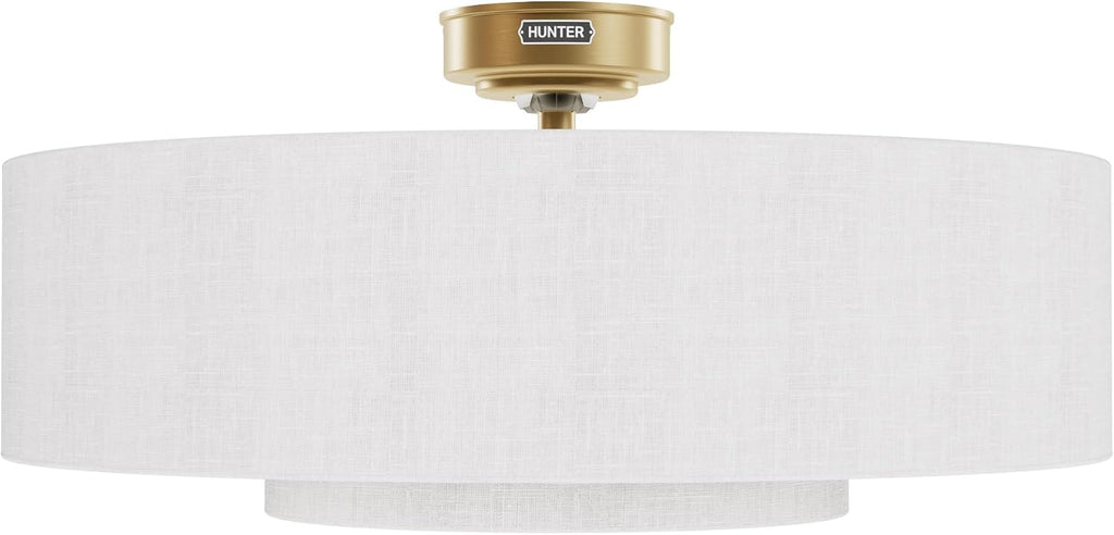 Hunter Fan 30 inch Ceiling Fan with Light and Remote Control, Luxe Gold and Fresh White Indoor Fandelier, Small Room Fandelier for Bedroom, Living Room, Kitchen & Home Office (Renewed)