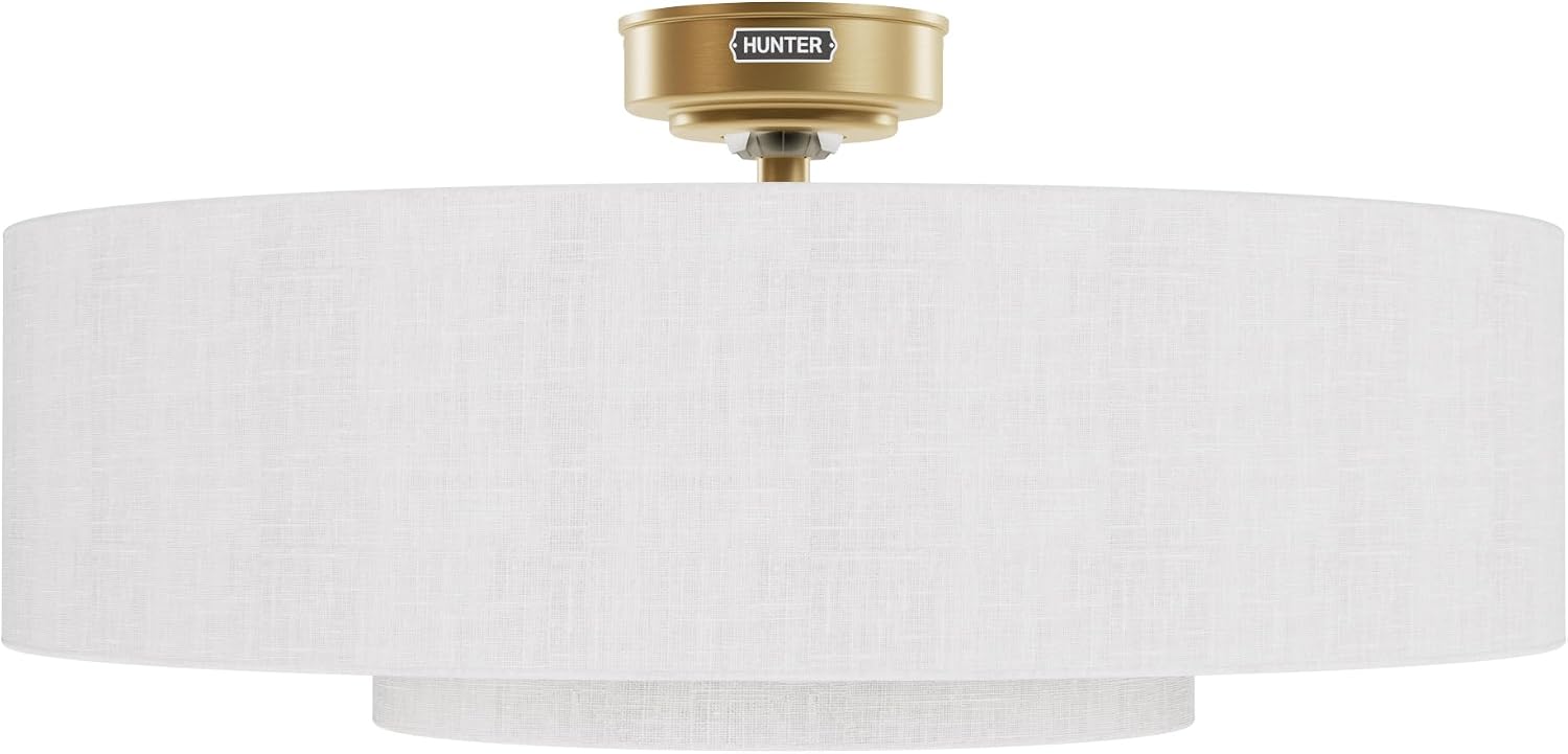 Hunter Fan 30 inch Ceiling Fan with Light and Remote Control, Luxe Gold and Fresh White Indoor Fandelier, Small Room Fandelier for Bedroom, Living Room, Kitchen & Home Office (Renewed)