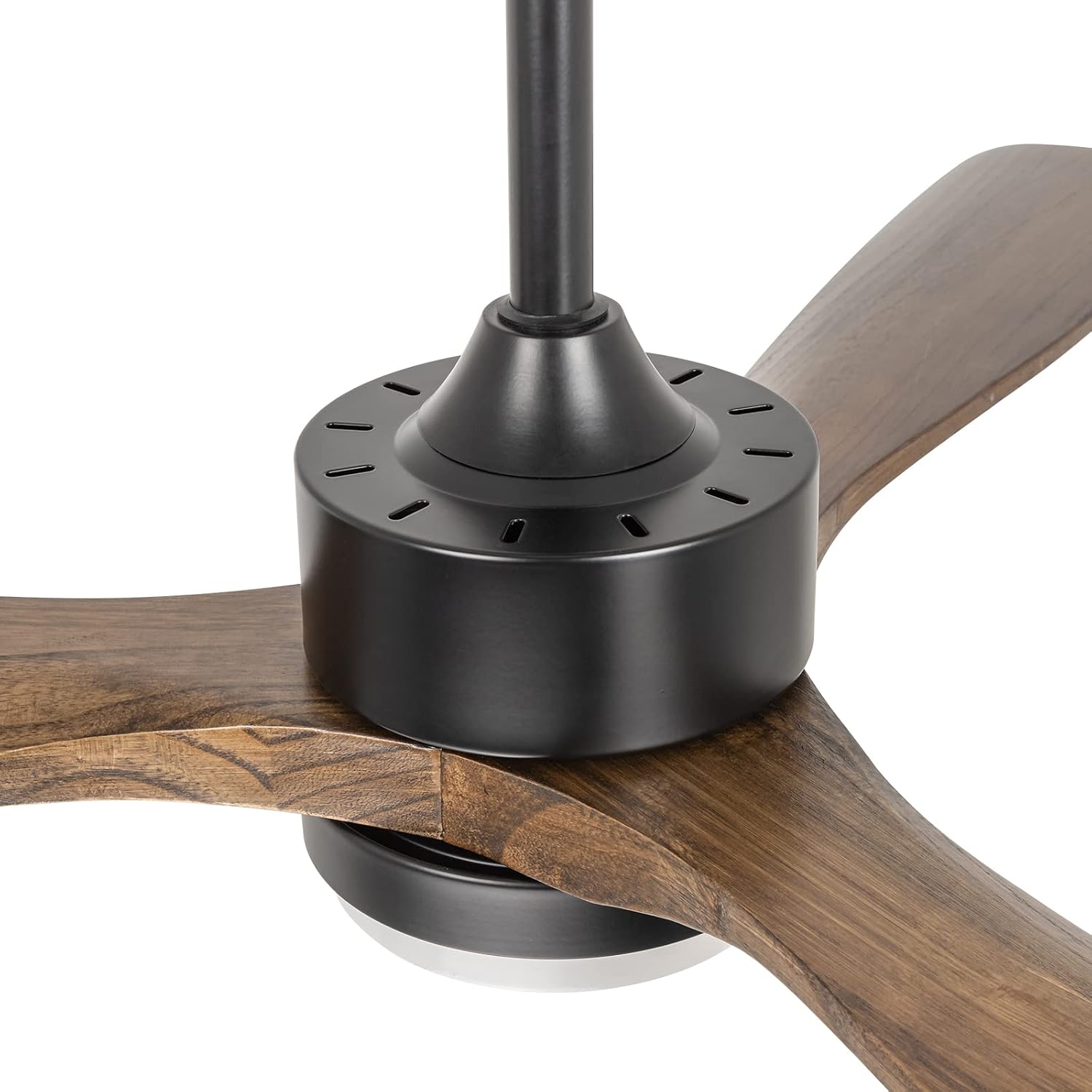 52 inch Wood Ceiling Fans with Lights and Remote, Modern Ceiling Fan with Light, 3 Color Light, 6 Speed, DC Motor, for Bedroom/Outdoor/Farmhouse/Patios, Walnut Black