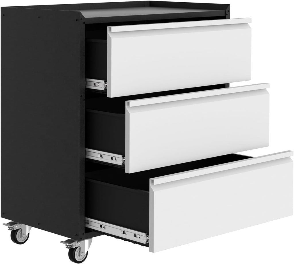 GarveeHome Lockable Metal Rolling Tool Chest with 3 Drawers, Storage Cabinet with Wheels for Garage and Warehouse, Assembly Required