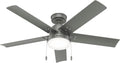 Hunter Fan 52 Inch Casual Matte Silver Finish Outdoor Ceiling Fan with LED Light Kit and Pull Chain (Renewed)