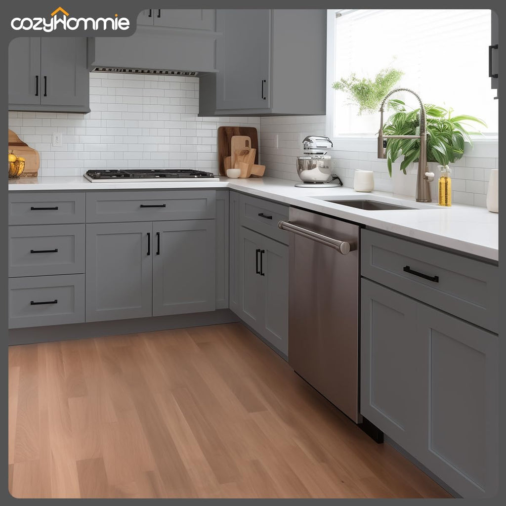 RTA Sink Base Storage Cabinets by Solid Wood for Bathroom, Kitchen - Compact and Large Capacity with 2 Doors, 1 Fake Drawer (Pebble Grey, 27' Width x 24' Depth x 34-1/2' Height)