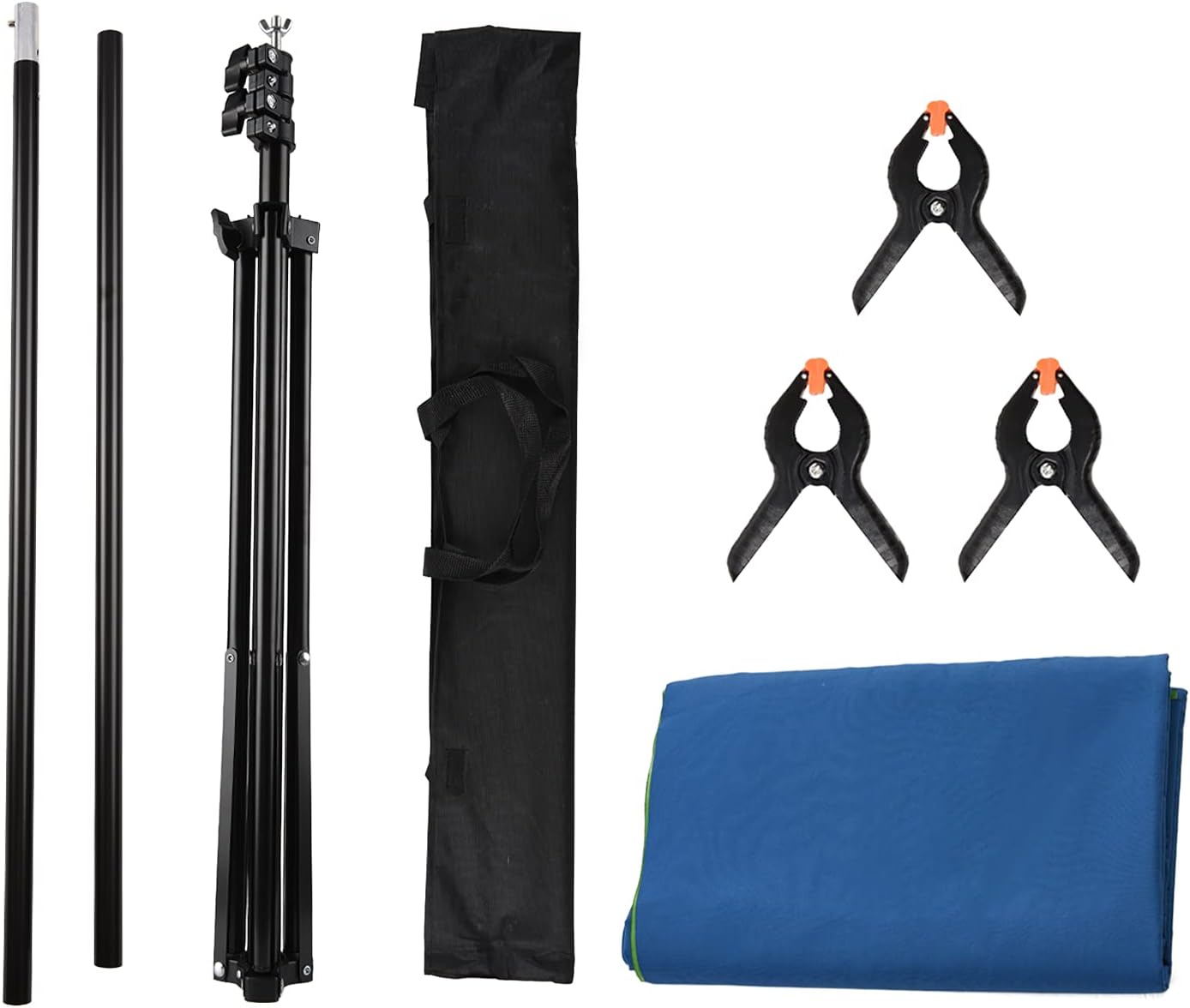 Andoer 5x7ft Green Screen Blue Screen Backdrop Double-Sided Chromakey Background Photography Kit with 5x7ft T-Shaped Background Adjustable Stand 3 x Spring Clamps