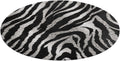 Black and White Zebra Print Coral Velvet Round Floor Mat Non-Slip Bath Rug Floor Covering for Bathroom Vanity Guest Suite & Vacation Home