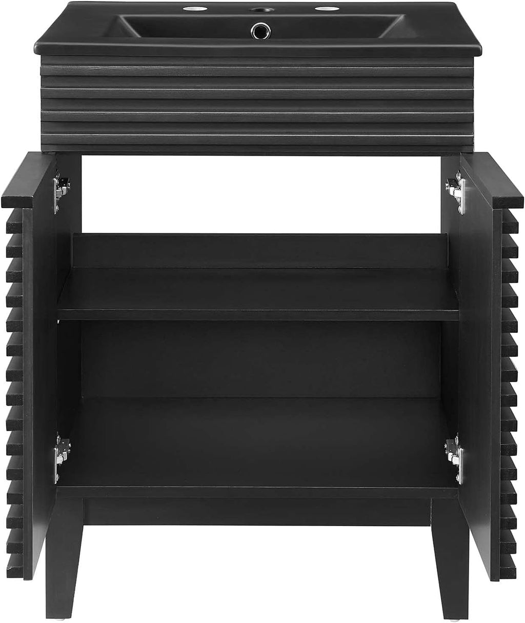 Sink Vanity Cabinet, Wood, Black, Modern Contemporary, Hotel Bedroom Bathroom Master Suite Guest