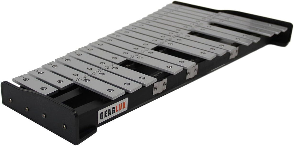 Gearlux 32-Note Glockenspiel Bell Kit with Adjustable Stand, Drum Practice Pad, Carrying Bag