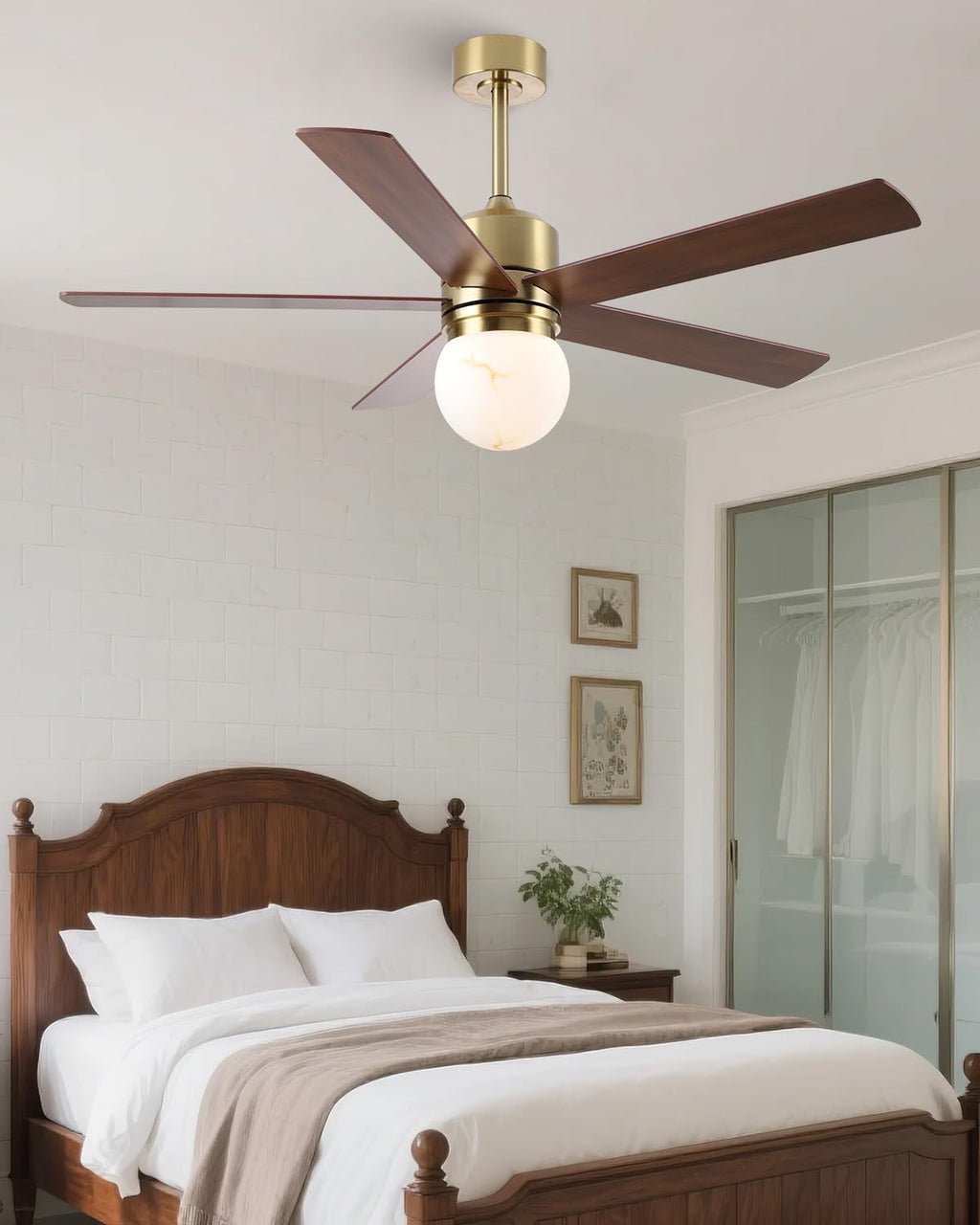 Parrot Uncle 52 Inch Ceiling Fan with Light and Remote, Modern Gold Ceiling Fan for Bedroom Living Room Kitchen, 6 Speeds, 3 CCT LED Light,Timing and Memory Function, 5 Blades