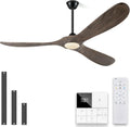 Eliora 52 Inch Ceiling Fans with Lights, Wood Outdoor Ceiling Fan for Patio and Remote Control Rustic Propeller Large Ceiling Fans with Light Farmhouse Indoor Quiet High cfm, Deep Brown