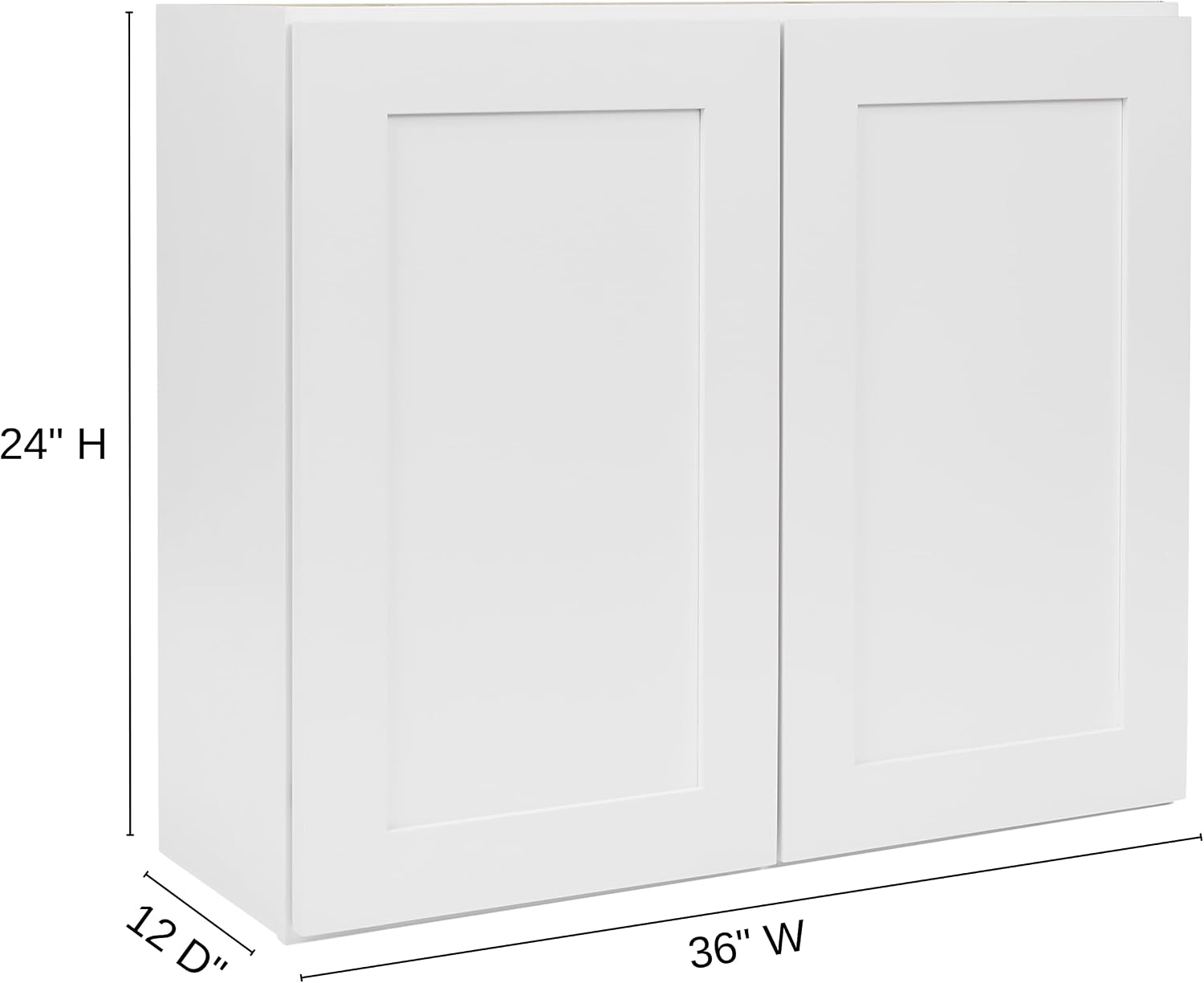 White Shaker Wall Cabinet - Ready to Assemble, Perfect for Kitchen, Laundry, and Bathroom Storage - 36'W x 24'H x 12'D