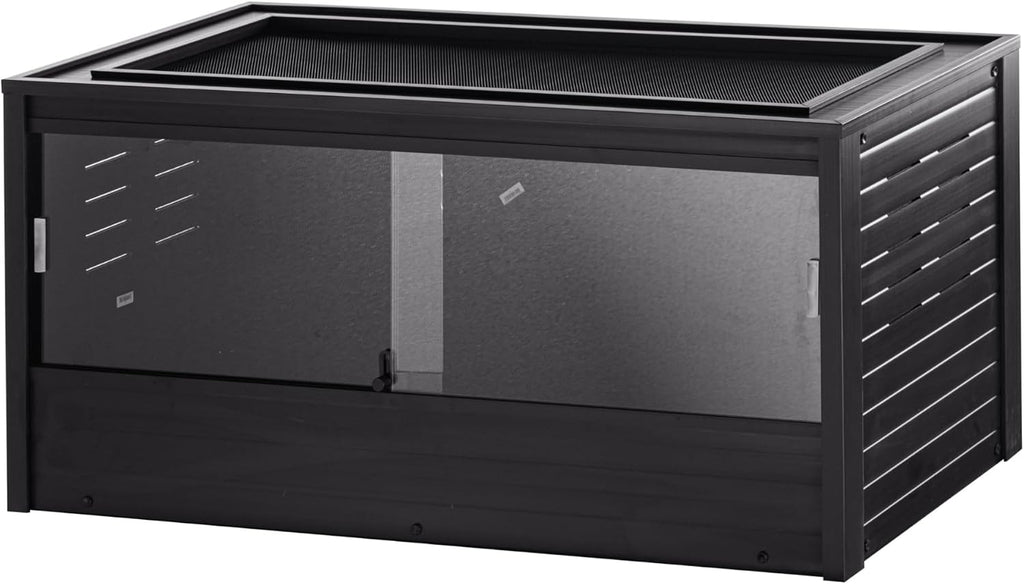 New Age Pet ECOFLEX Two Large Reptile Enclosures with Matching Stacker Combo Set in Black