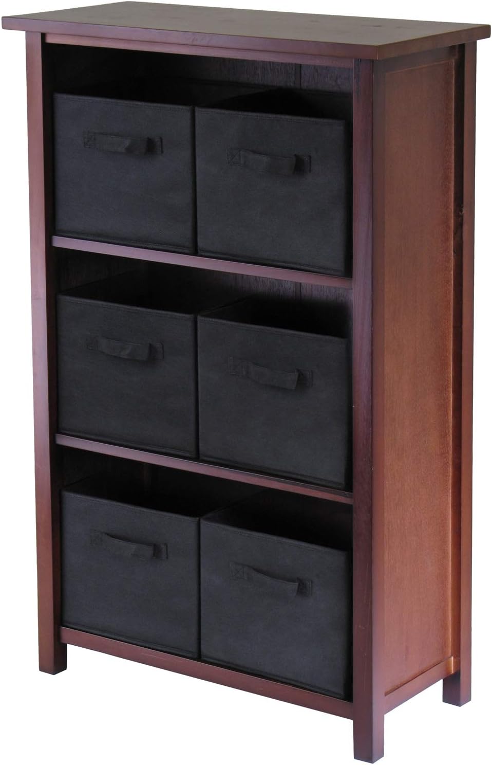 Verona 3-Section M Storage Shelf with 6 Foldable Black Color Fabric Baskets