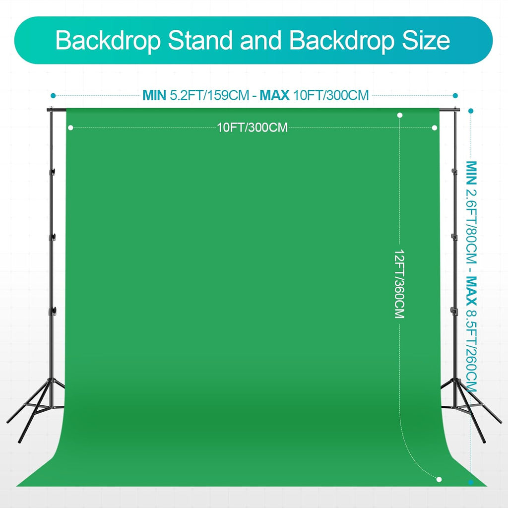 EMART 8.5 x 10 ft Backdrop Support System, Professional Photography Lighting Kit with 10*12ft Backdrop*3, 5500K 50W LED, Reflector, Umbrellas&Softbox Lighting Kit for Studio, Portrait, Video Shooting