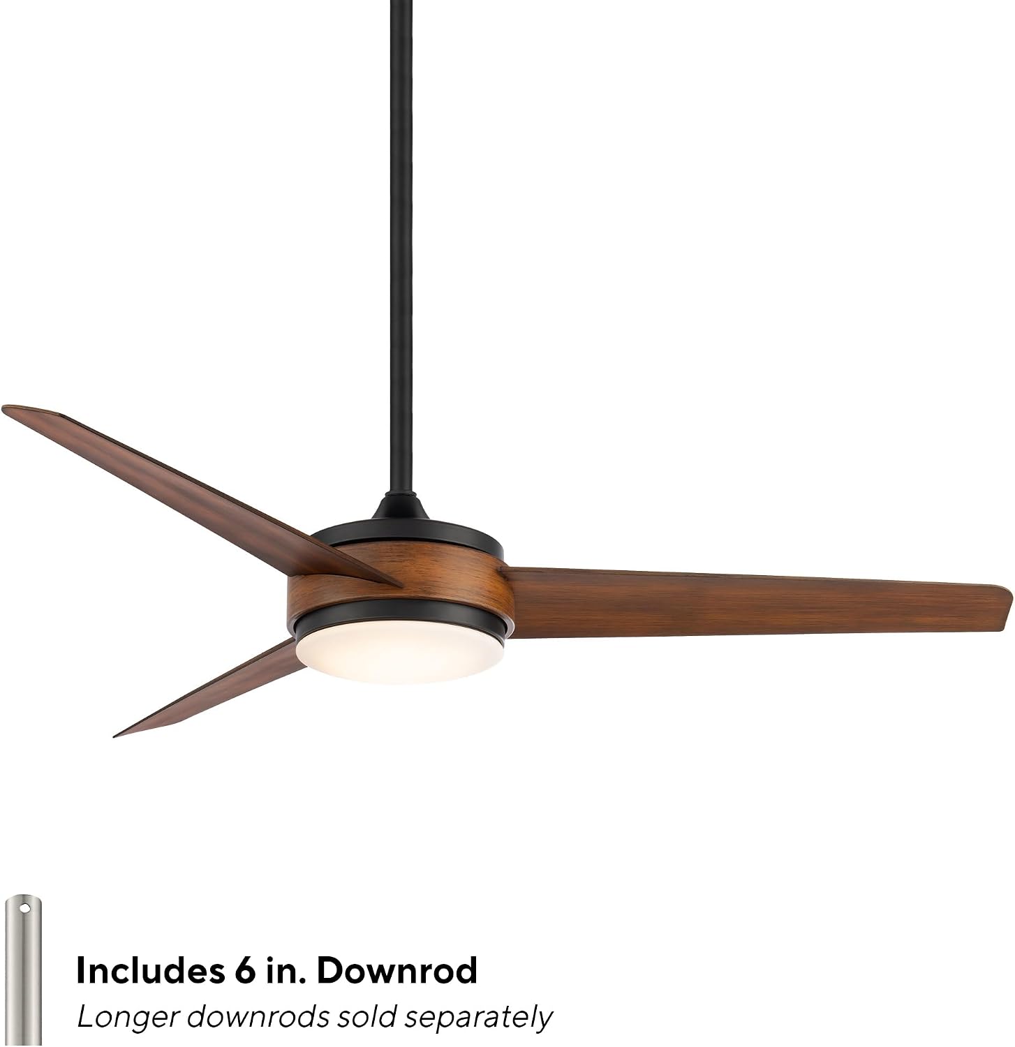 WAC Lighting Mod 3-Blade Aluminum Smart Ceiling Fan in Matte Black/Koa Brown