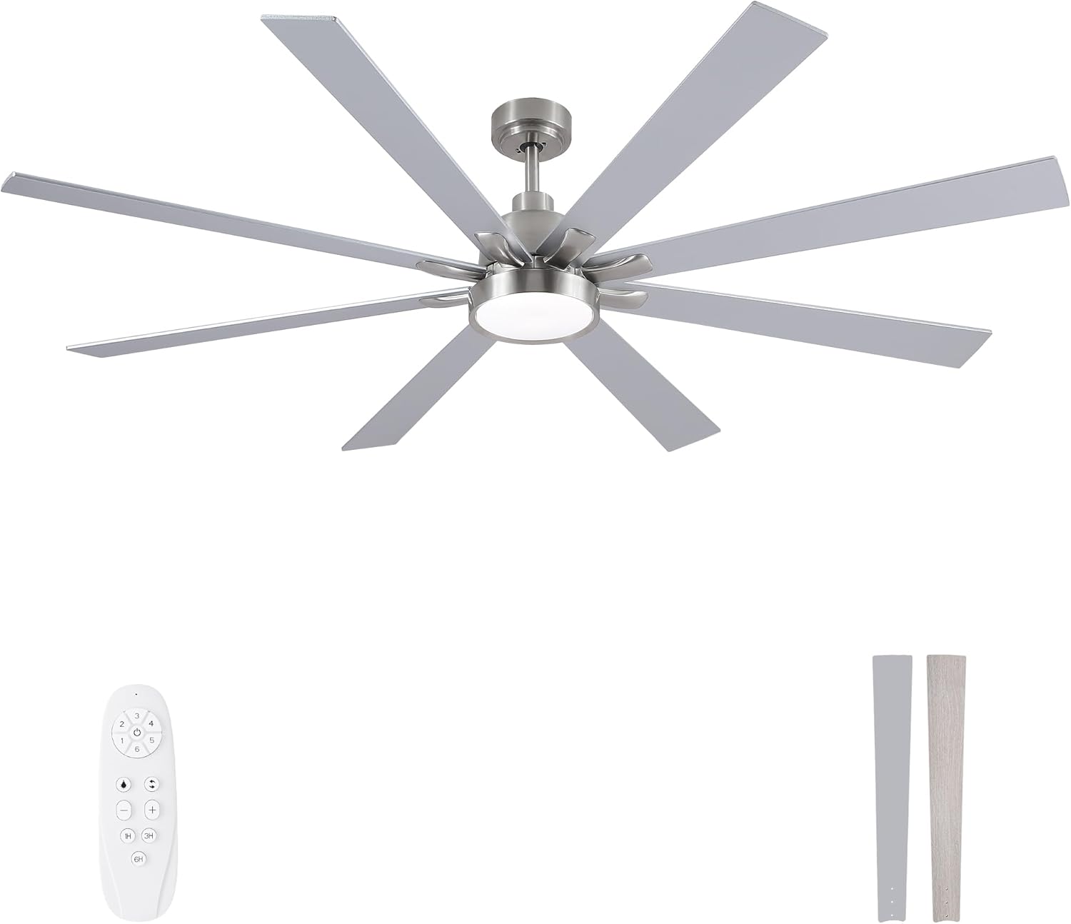 Large Ceiling Fans with Lights and Remote - 72 Inch Brushed Nickel Ceiling Fan with Light, Quiet DC Motor, 3 CCT, Modern Dimmable Lighting & Ceiling Fans for Living Room Patio,Indoor/Outdoor