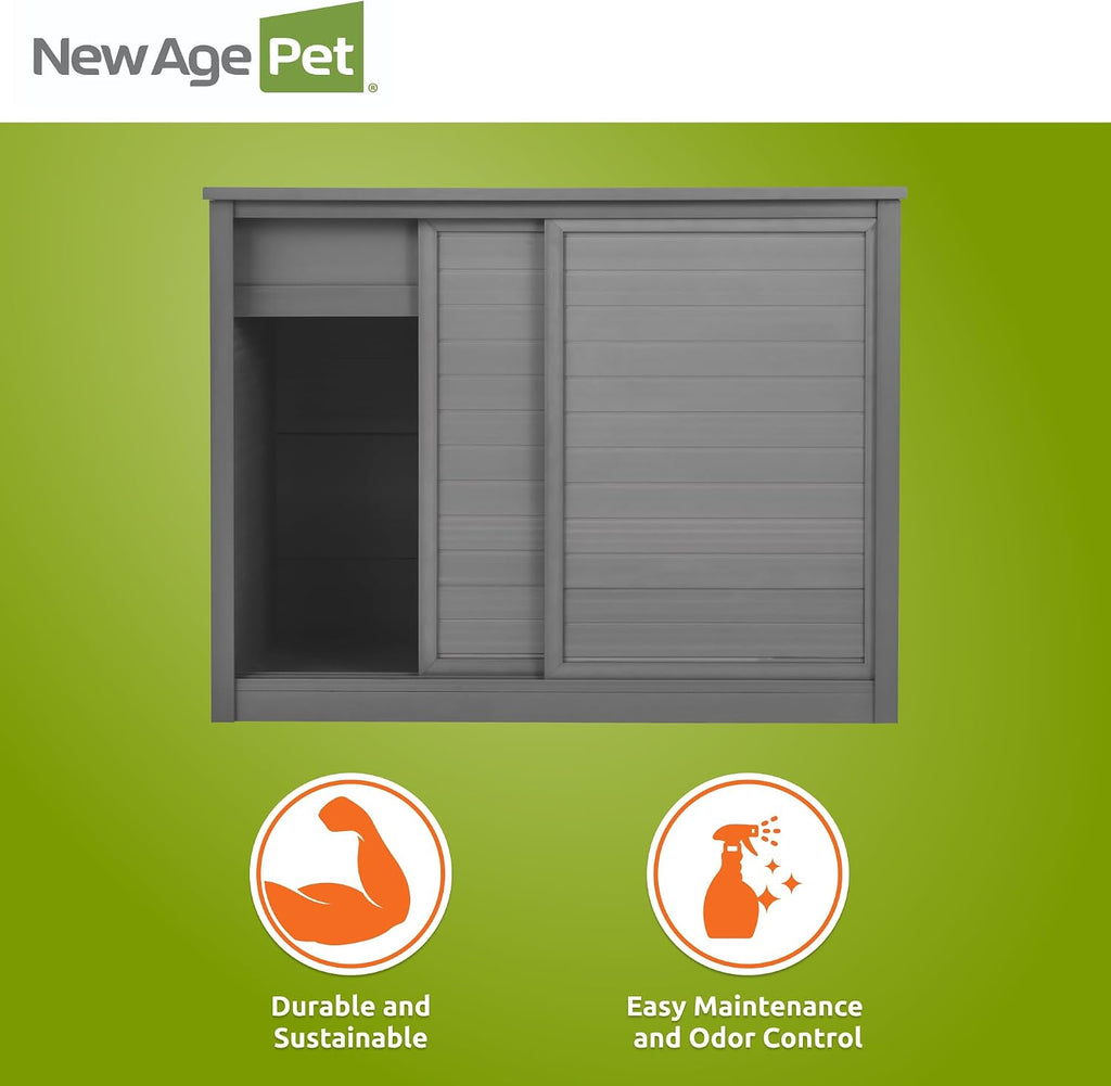 New Age Pet ECOFLEX 36' Storage Cabinet for Pets in Grey, Durable Wood Plastic Composite, Non Toxic, Easy Assembly, Ideal for Bedding, Food, Toys, Medium Mojave Reptile Habitat Compatible