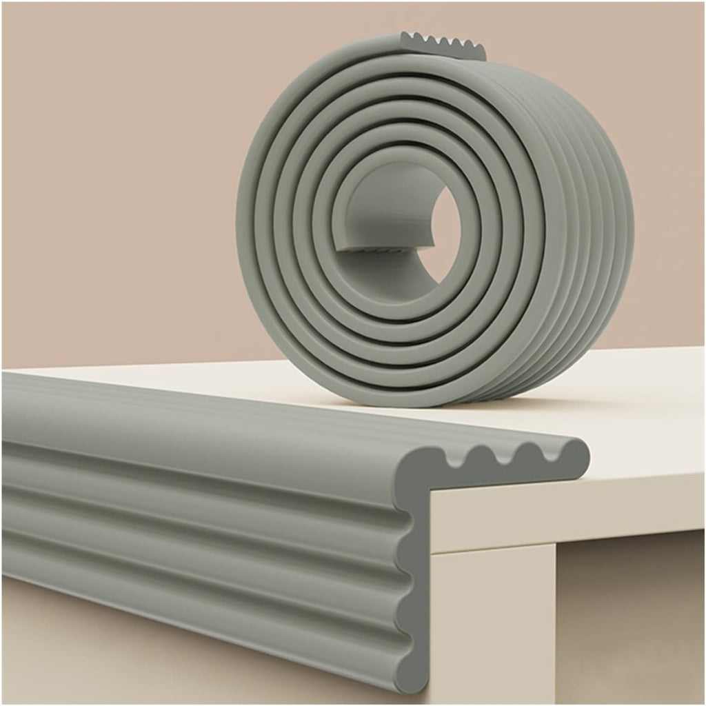 Waterproof Self-Adhesive W Shape Foam Edge Protector Strip, Soft Corner Guards for Tables, Chairs, Stairs, Cabinets & Windows - 10M Gray Safety Bumper