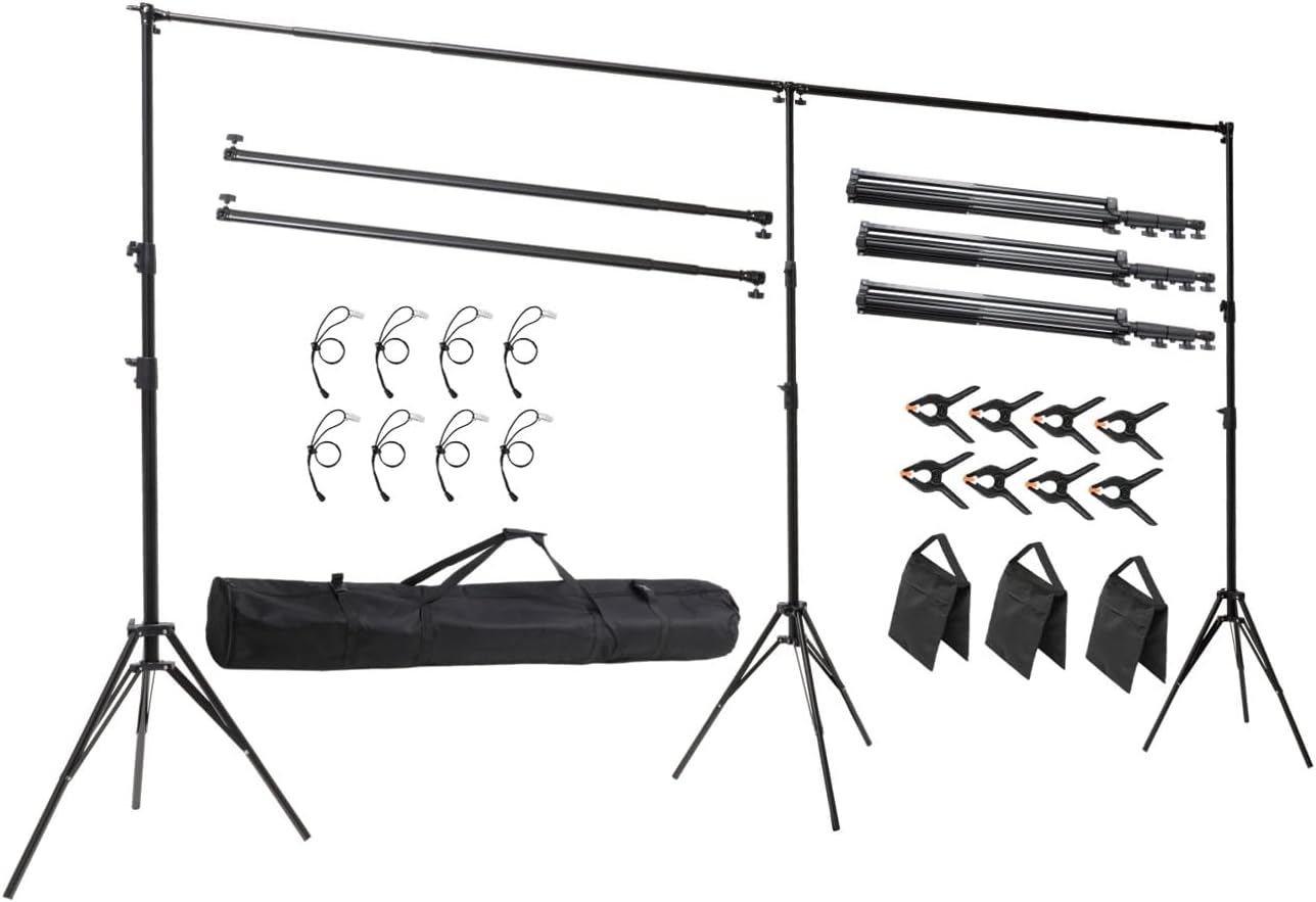 10x20 ft Heavy Duty Back Drop Adjustable Stand, Photo Backdrop Stand Kit for Photography with Carrying Bag, Convertible to Backdrop Stand 10x10 Adjustable Width.