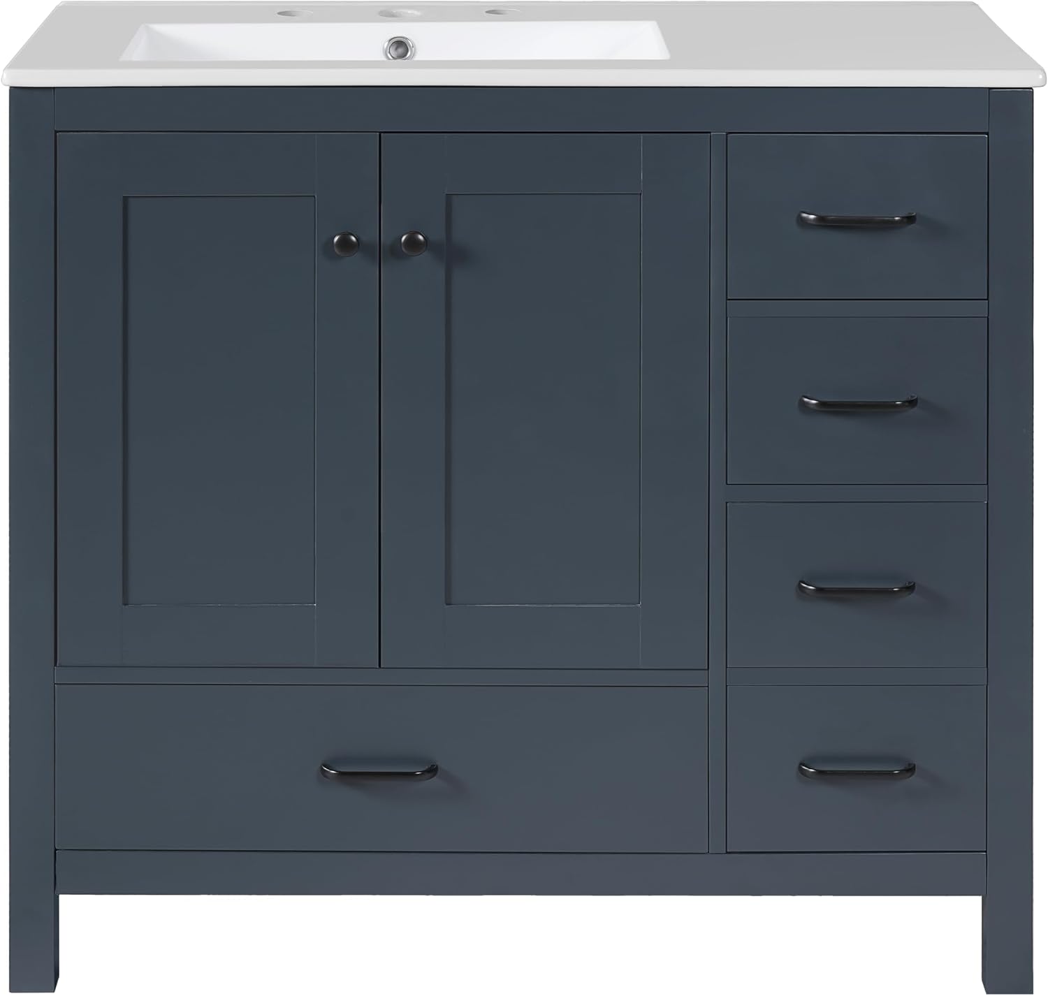 LUMISOL 36 Inch Bathroom Vanity with Sink, Freestanding Bathroom Cabinet with Ceramic Sink, Modern Single Vanity with Soft Close Doors & Drawers for Guest Bath, Master Suite, Rental, Blue