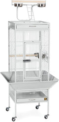 Prevue Pet Products Wrought Iron Select Bird Cage - Large Steel Cage with Rolling Stand, Seed Guards, and Playtop, Durable Design, Ideal for Conures and Medium Birds - Chalk White