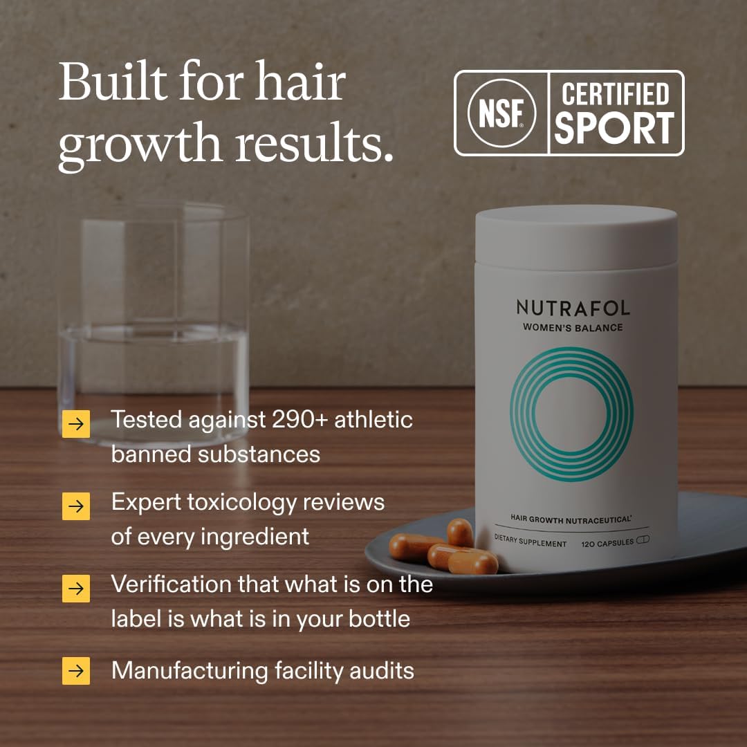 Nutrafol Women's Balance Hair Growth Supplements, Dermatologist Recommended, Ages 45 and Up, Clinically Proven for Visibly Thicker Hair and Scalp Coverage - 2 Month Supply, Pack of 2