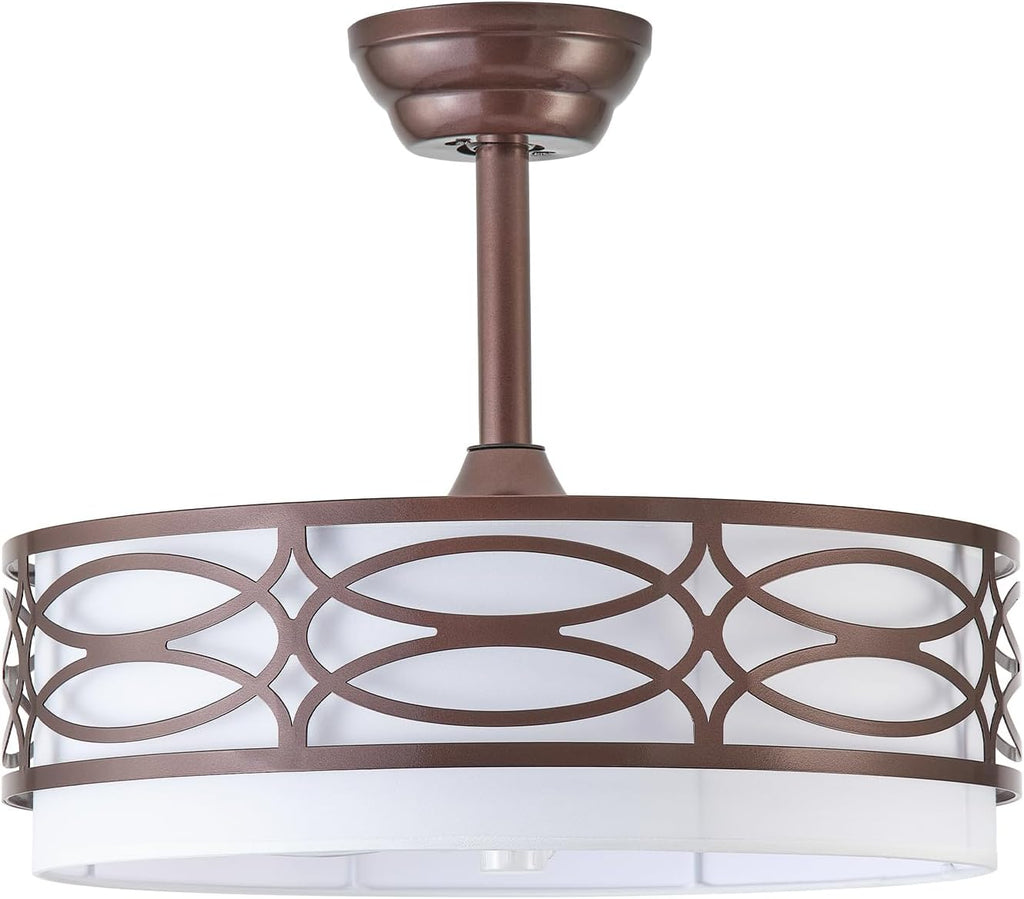 20' Brown Farmhouse Ceiling Fan with Light, Caged Fandelier Ceiling Fans with Lights Remote Control with 6 Speeds for Bedroom, Living Room, Nursery