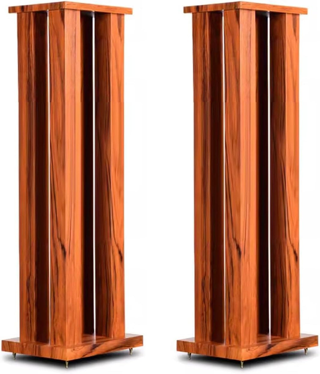 Speaker Stand 24inch Heavy Duty Wood Speaker Stands Pair Bookshelf, Universal Studio Monitor Holder for Satellite Speakers, Home Theater/Living Room Use(Brown)