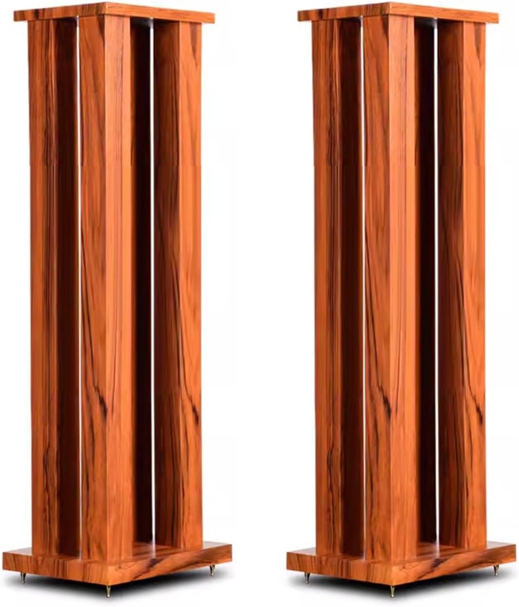 Speaker Stand 24inch Heavy Duty Wood Speaker Stands Pair Bookshelf, Universal Studio Monitor Holder for Satellite Speakers, Home Theater/Living Room Use(Brown)