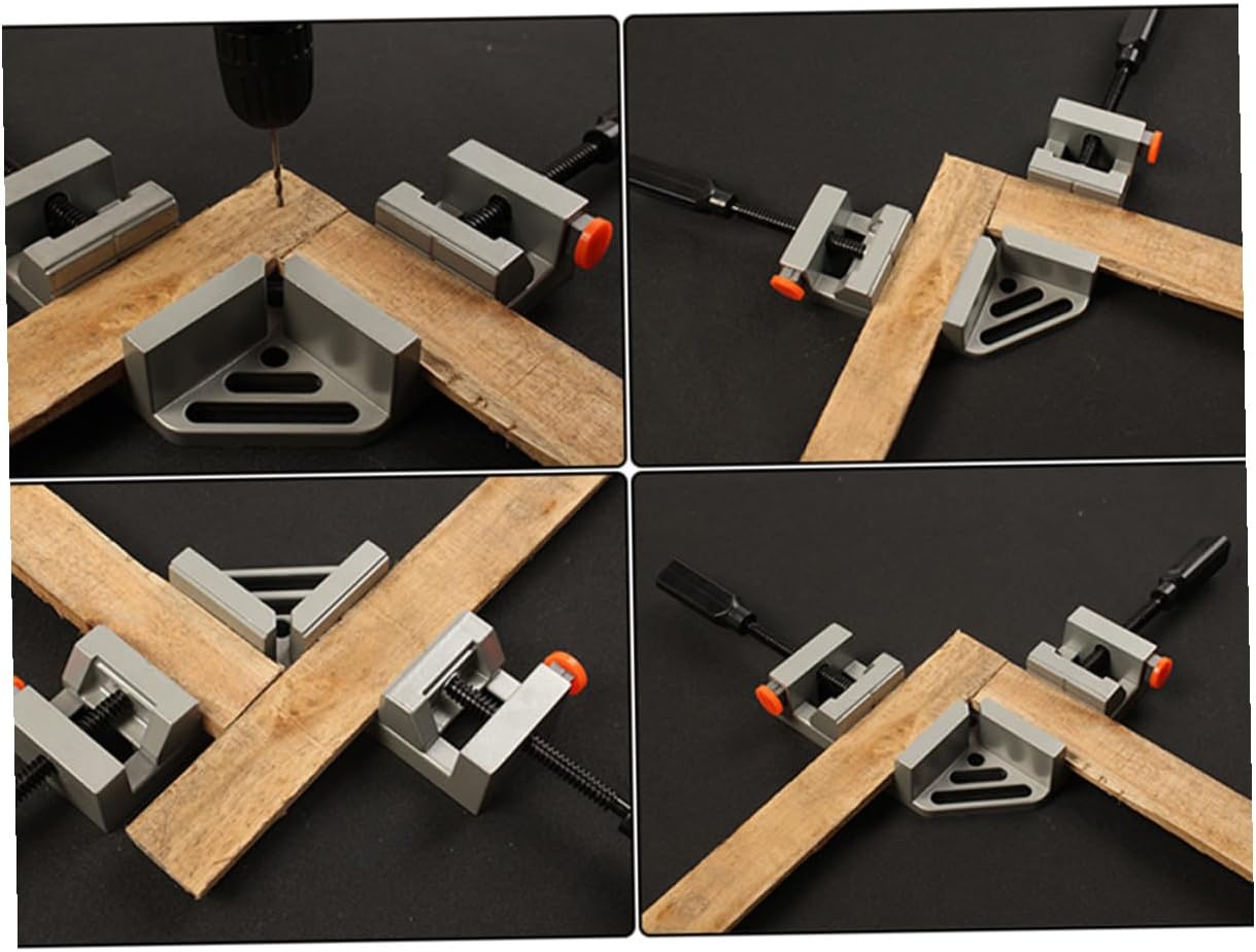 Cabilock 4pcs Quick Release 90 Degree Aluminum Alloy Corner Clamps Double Handle Photo Framing Woodworking Clamping Tools for Carpentry and Welding Projects